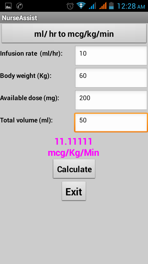 Nursing Calculators Screen 3