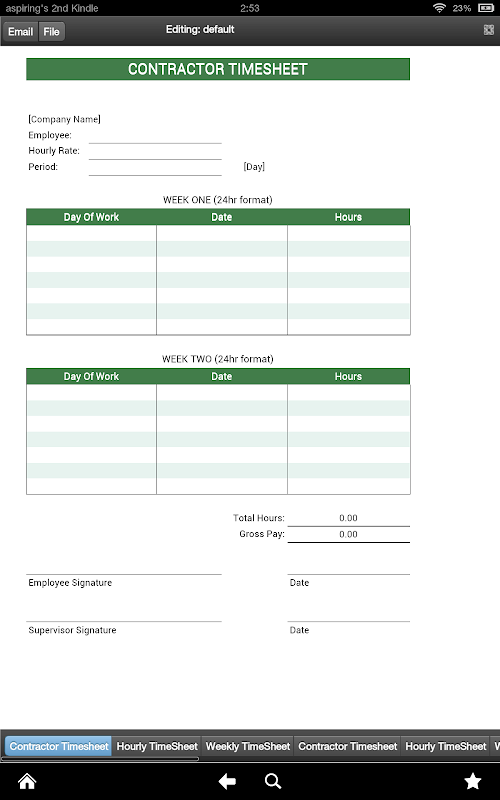 Android application Contractors Timesheet screenshort