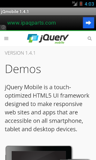 jQuery mobile 1.4.2 Demos docs