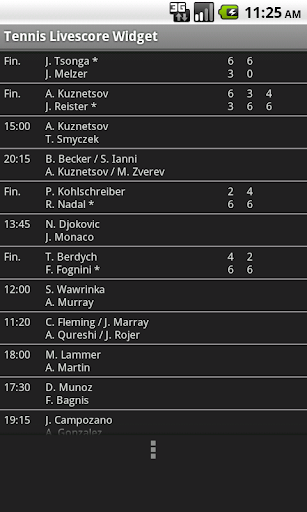 Tennis Livescore Widget