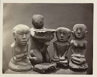 Terra cotta group holding two itiphallic figures and two female figures with child. Karta Wangungan, Kuningan district, West Java province,