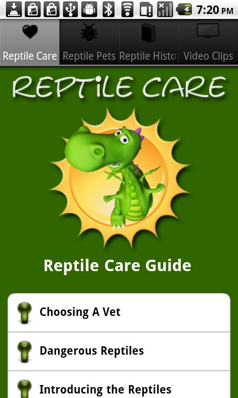 Android application Reptile Care screenshort