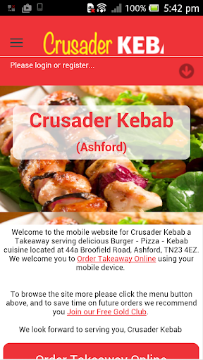 Crusader Kebab Takeaway App