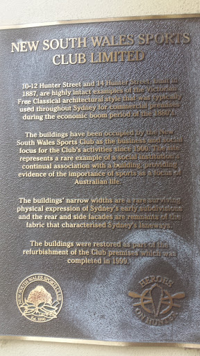 NSW Sports Club Building History (1887)