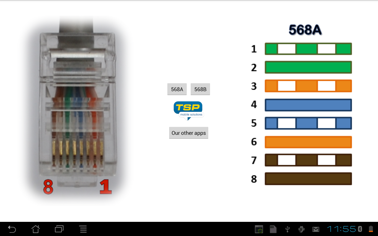 Ethernet RJ45 - wiring connector pinout and colors - Android Apps on .