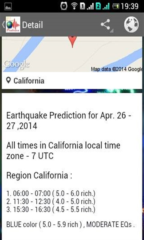 Android application Earthquake Prediction Pro screenshort