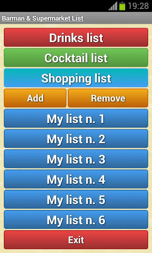 Barman: Shopping Cocktail list