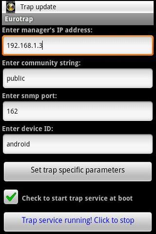 SNMP Trap Agent Screen 2