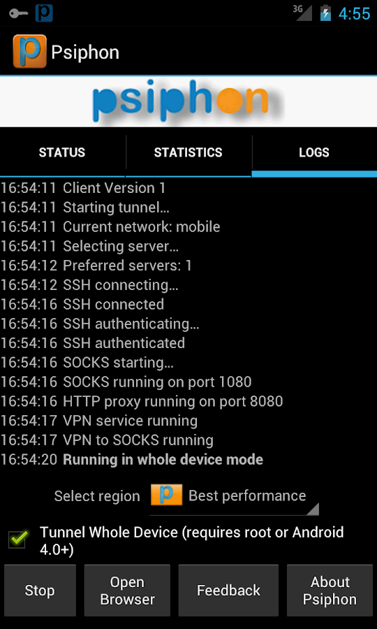 Psiphon - screenshot