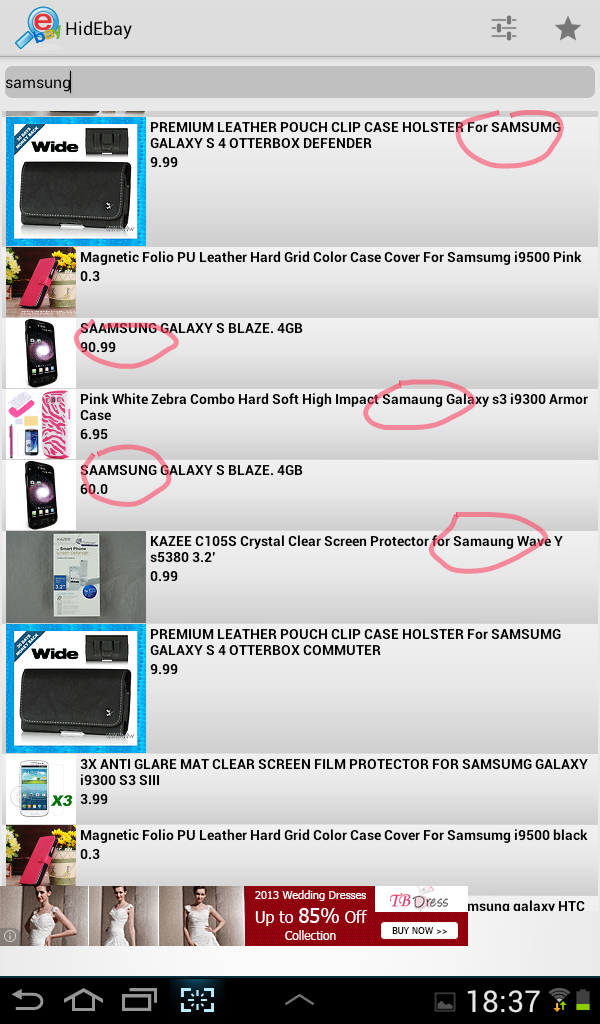 E-bay Hidden Auctions Screen 2
