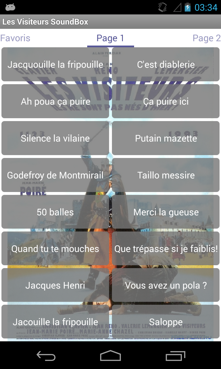 Android application Les Visiteurs soundbox screenshort