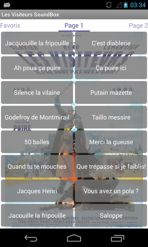 Android application Les Visiteurs soundbox screenshort