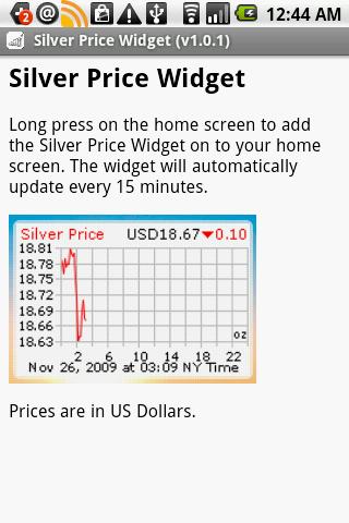 Silver Price Widget Screen 2