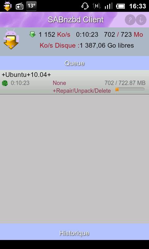 Android application SABnzbd Client screenshort