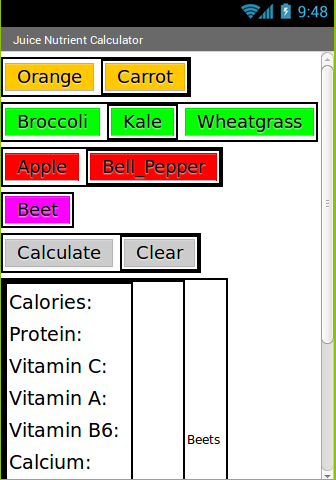 Juice Nutrition Calculator