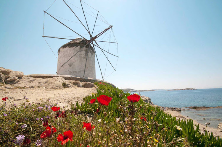 Windmill on the island of Mykonos, Greece.