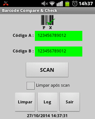 Barcode Compare &amp; Check Screen 2