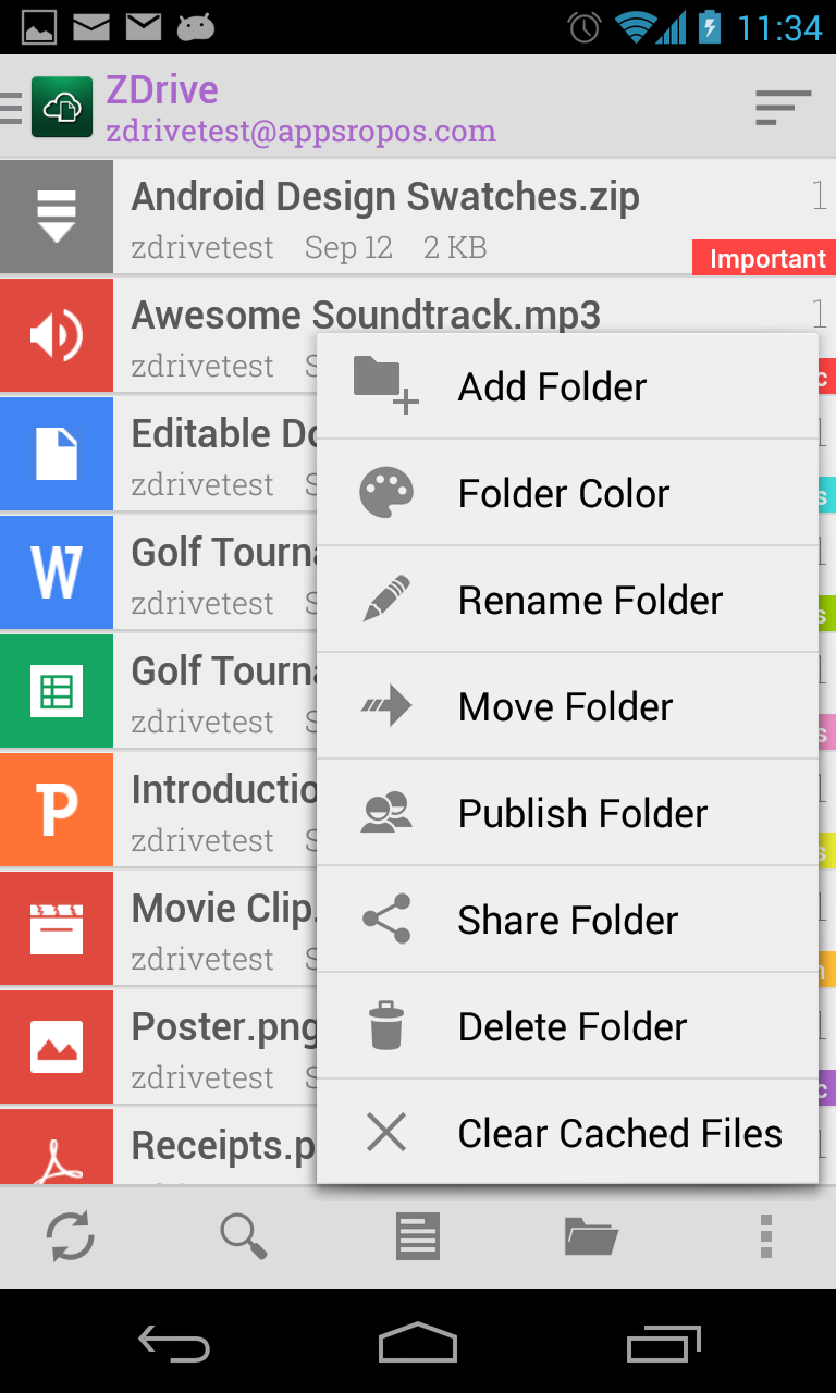 ZDrive: Zimbra Cloud Drive Screen 3