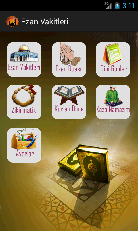 Android application Ezan Vakitleri screenshort
