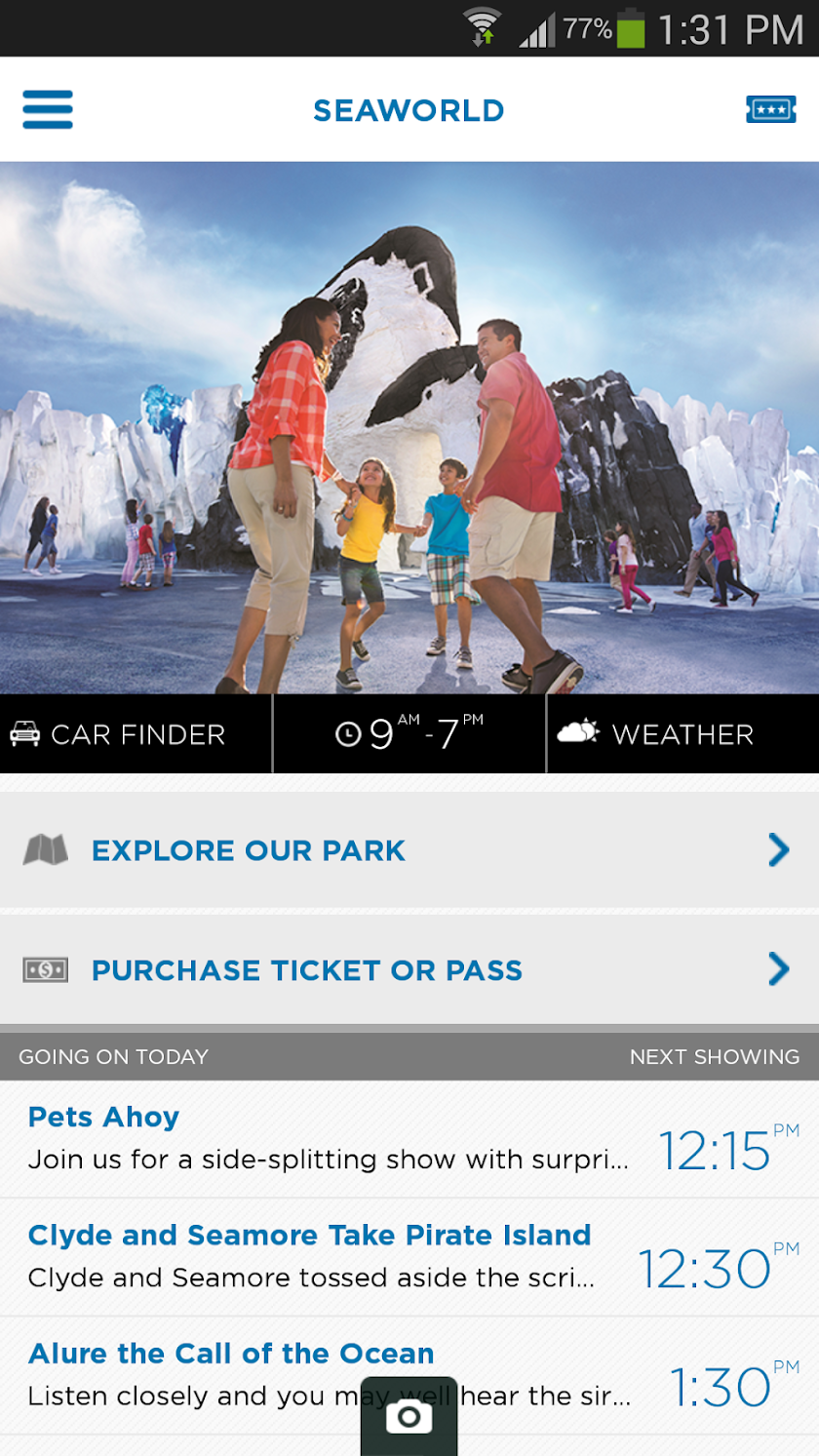 SeaWorld Discovery Guide Screen 1