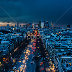 La Defense by Iosif Miclaus - City,  Street & Park Night