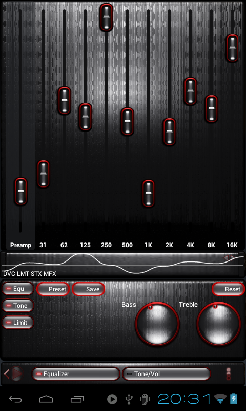 Poweramp skin STEEL OF I. RED Screen 2