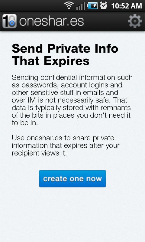 oneshar.es Screen 1