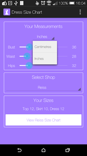 Dress Size Chart