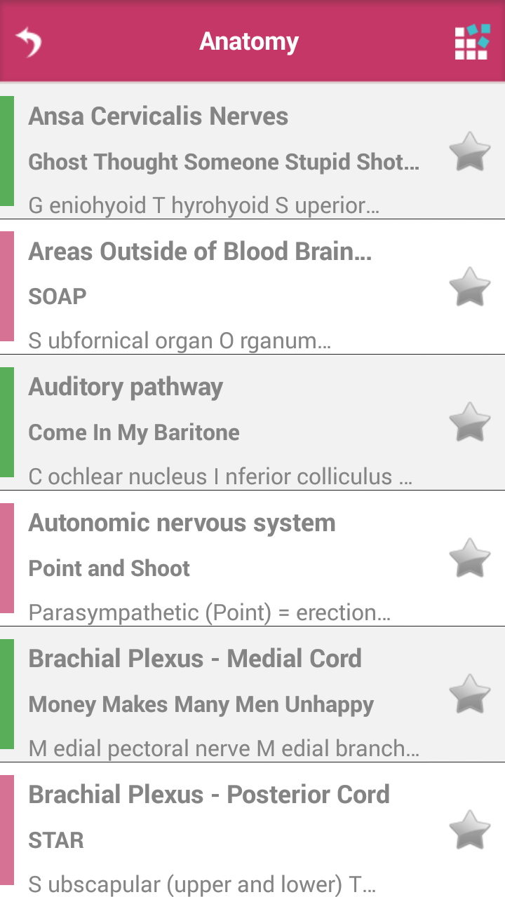 Neurology Mnemonics Screen 3
