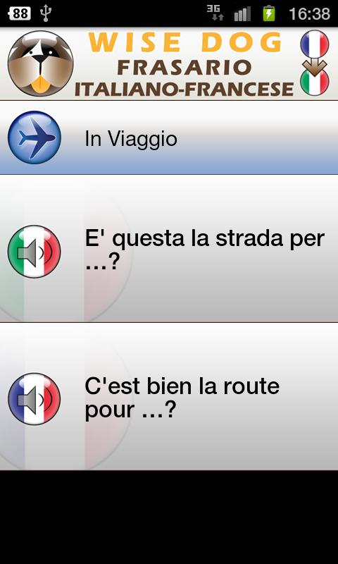 Italian-French phrasebook Screen 3