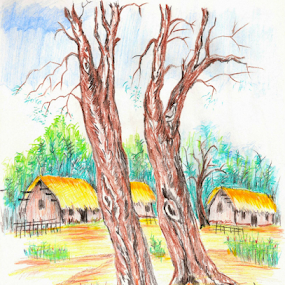 Village View by Pinaki Ranjan Das - Drawing All Drawing