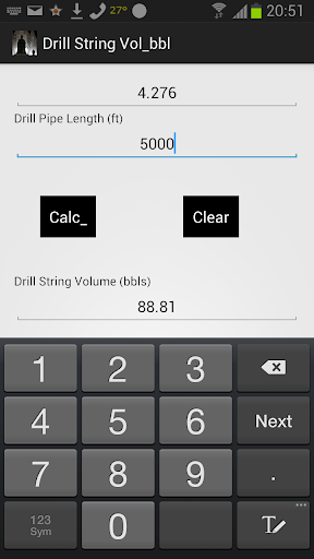 Drill String Volume Calc bbls