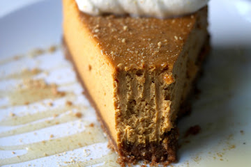 Pumpkin Ricotta Cheesecake with Brown Butter Crust and Grand Marnier Whipped Cream
