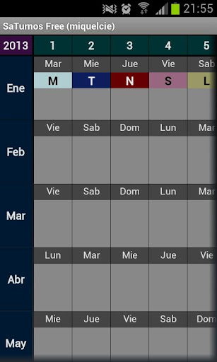 SaTurnos Free Calendar