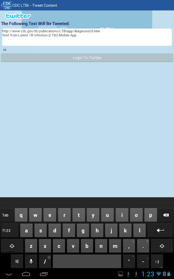   CDC LTBI – posnetek zaslona 