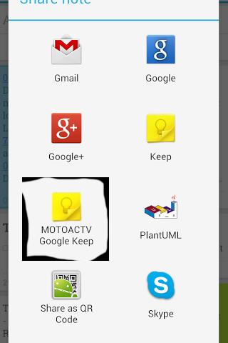 MOTOACTV Google Keep Plugin