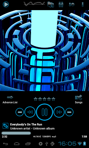 Poweramp skin TRON 藍色