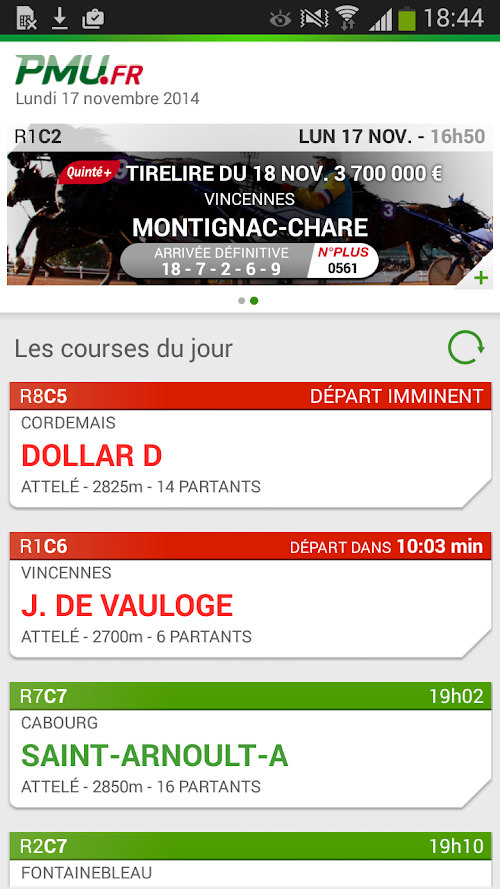 Android application PMU Hippique screenshort