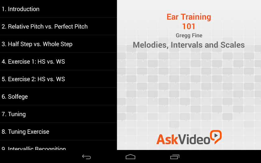 Melodies, Intervals and Scales Screen 2