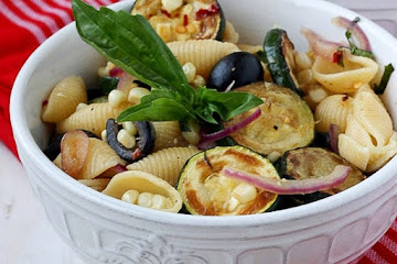 Warm Pasta Salad with Corn and Zucchini
