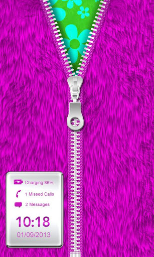 Purple Fur Zipper Lock Screen