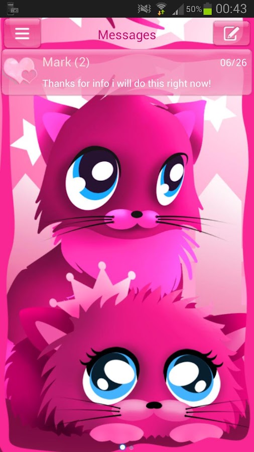 Pembe kedi theme 4 GO SMS Pro Google Play�de Android Uygulamaları