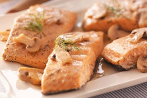 Salmon with Lemon-Mushroom Sauce