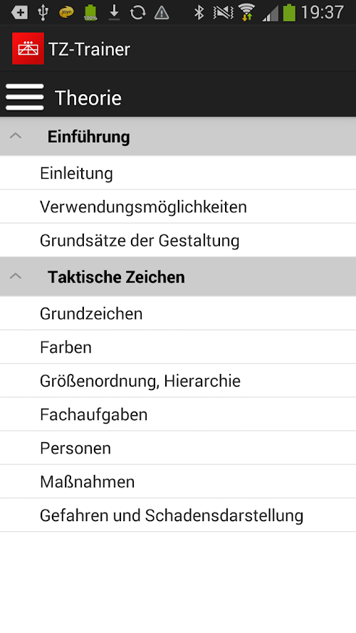 Android application Taktische Zeichen Trainer screenshort