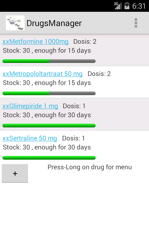 Android application Medicine-Refill-O-Meter screenshort