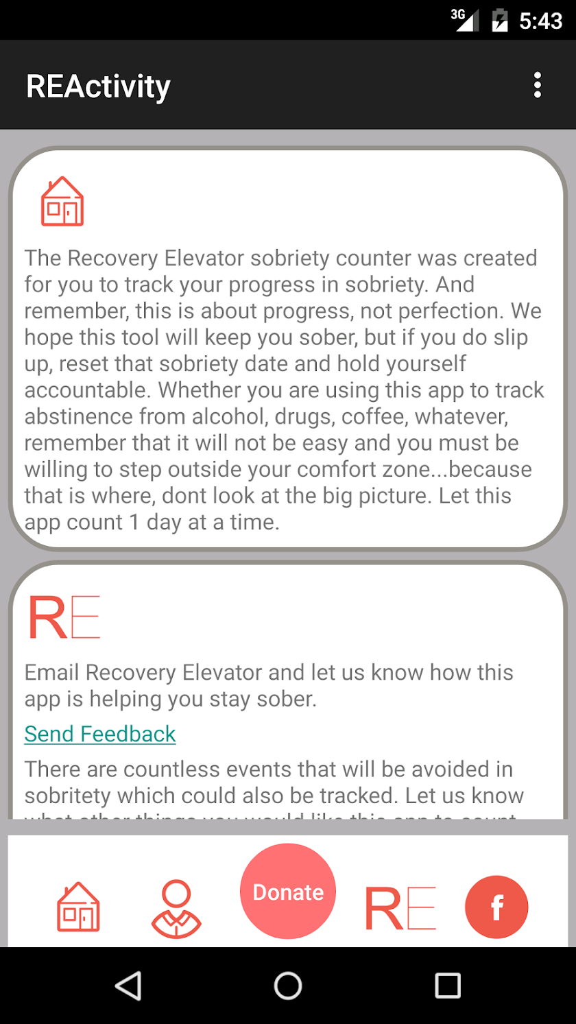 Sobriety Tracker/Counter Screen 2