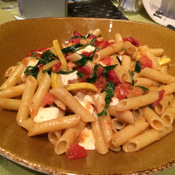 GF vegetable and basil pasta with GF penne noodles
