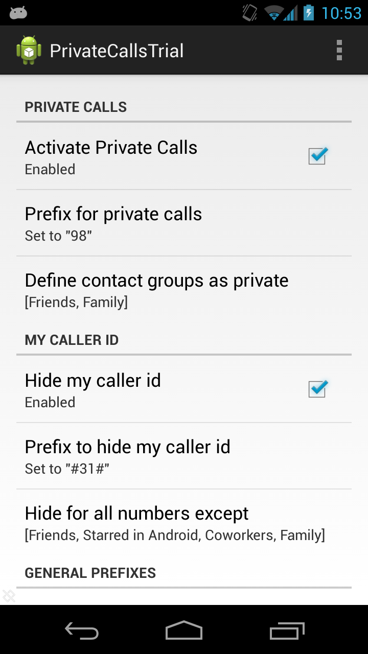 PrivateCalls Screen 2