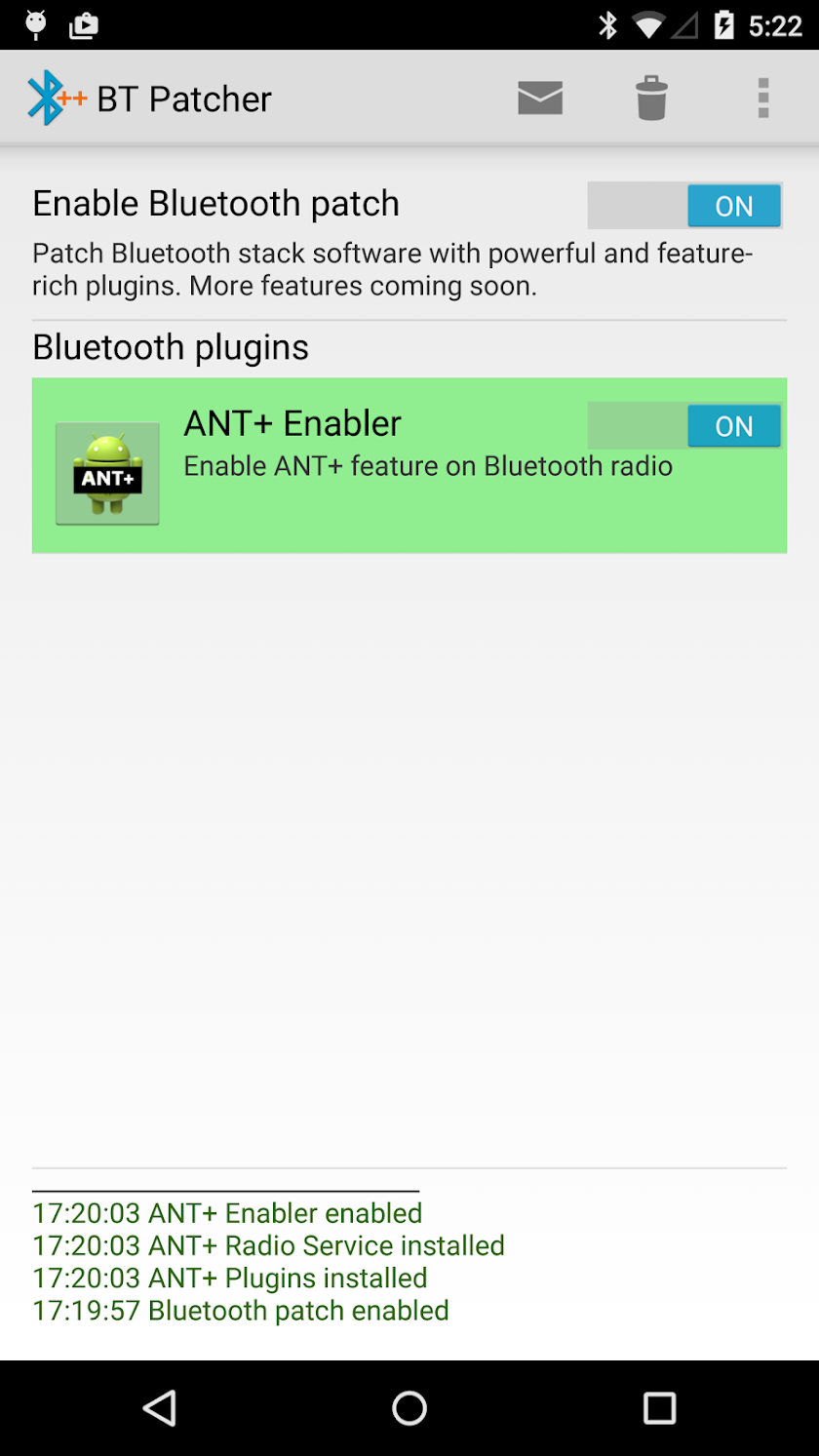 ANT+ Enabler Screen 1