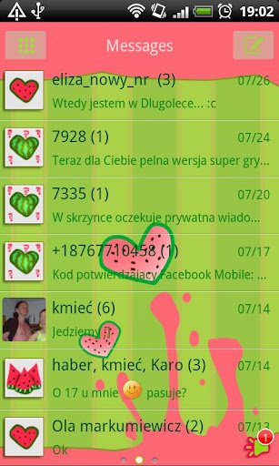 GO SMS Watermelon Heart Theme